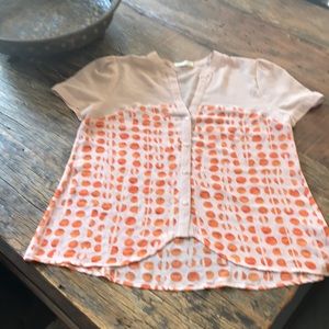 Nude/Beige blouse with orange dots
